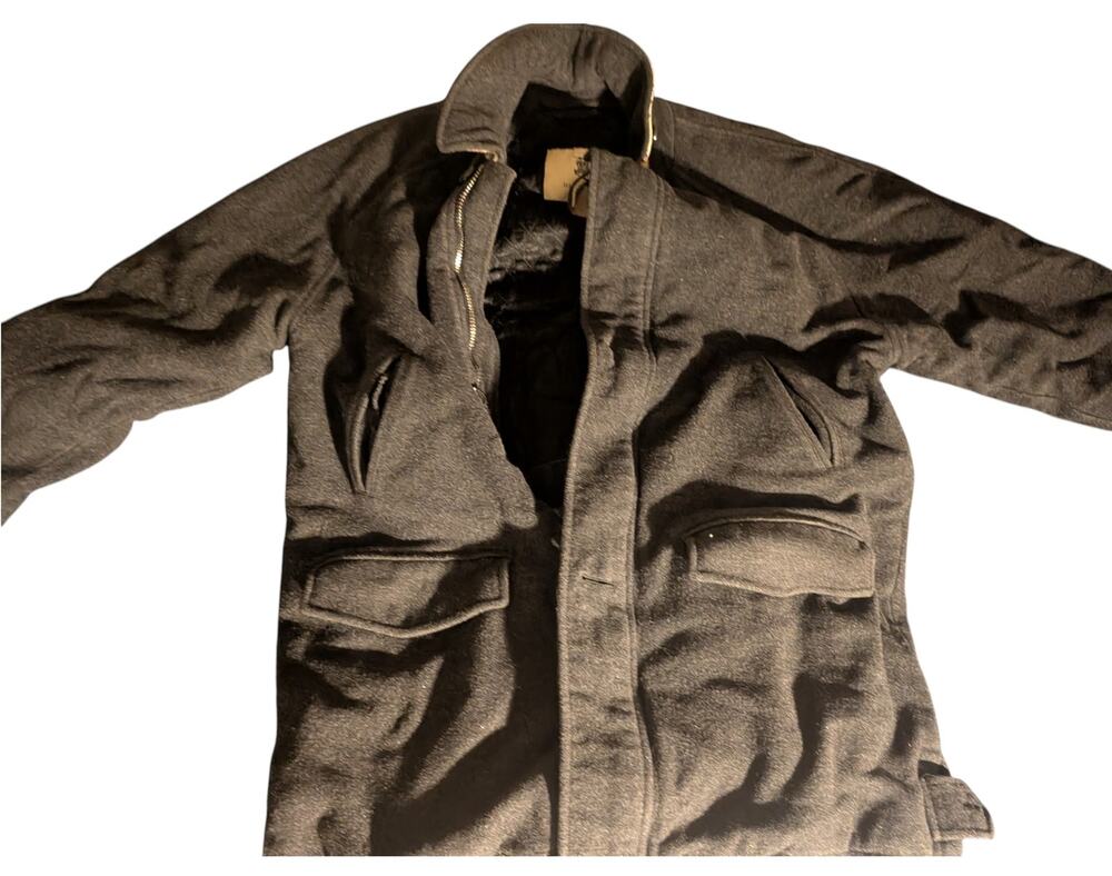 Burberry London Wool Cashmere Winter Jacket Coat Men's Gray Full Zip Tharp Small